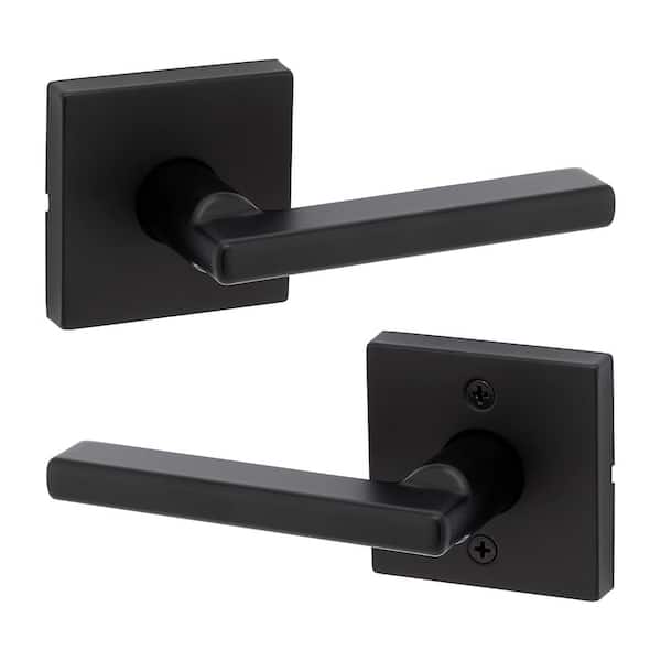 Kwikset Halifax Square Matte Black Hall/Closet Passage Door Handle (2)