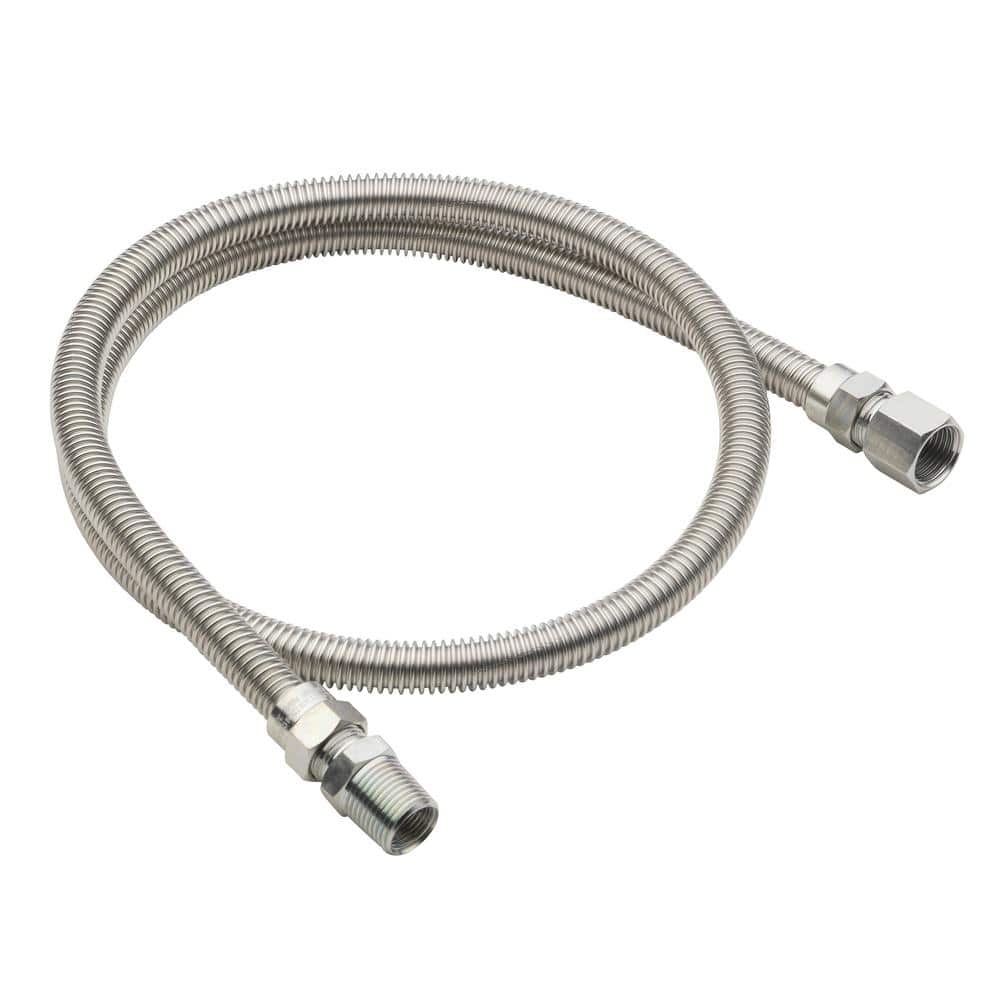 HOMEWERKS 1/2 in. MIP x 1/2 in. FIP x 48 in. Stainless Steel Gas Connector 1/2 in. Outer Diameter x 3/8 in. Inner Diameter