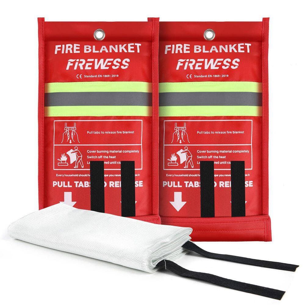 Ahfiwaso Fiberglass Emergency Survival Blanket Flame Retardant Home Safety Fire Blanket 2 Pack 39 x 39 in. (2)