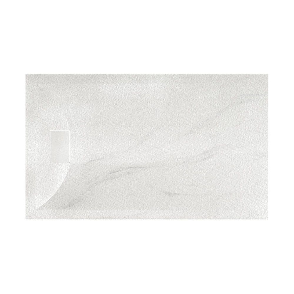 CASAINC 60 in. L x 36 in. W Alcove Shower Pan Base SMC Composite Bathroom Base with L/R Drain in Carrara (1)