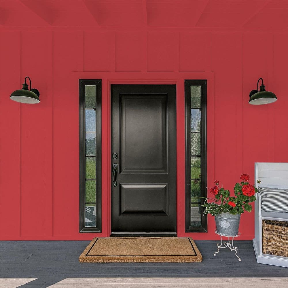 Glidden Premium 1 gal. PPG1187-7 Red Gumball Flat Exterior Latex Paint (4)