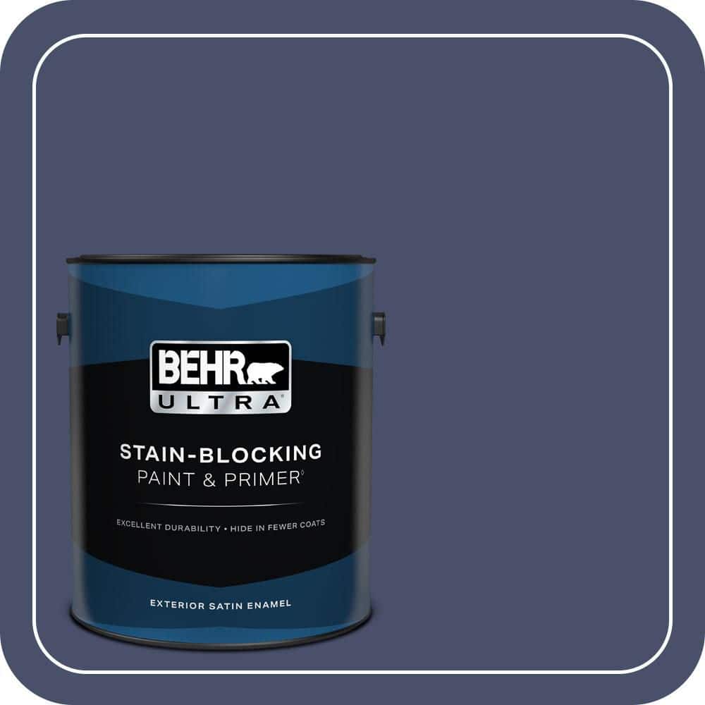 BEHR ULTRA 1 gal. #M530-7 Elegant Navy Satin Enamel Exterior Paint & Primer