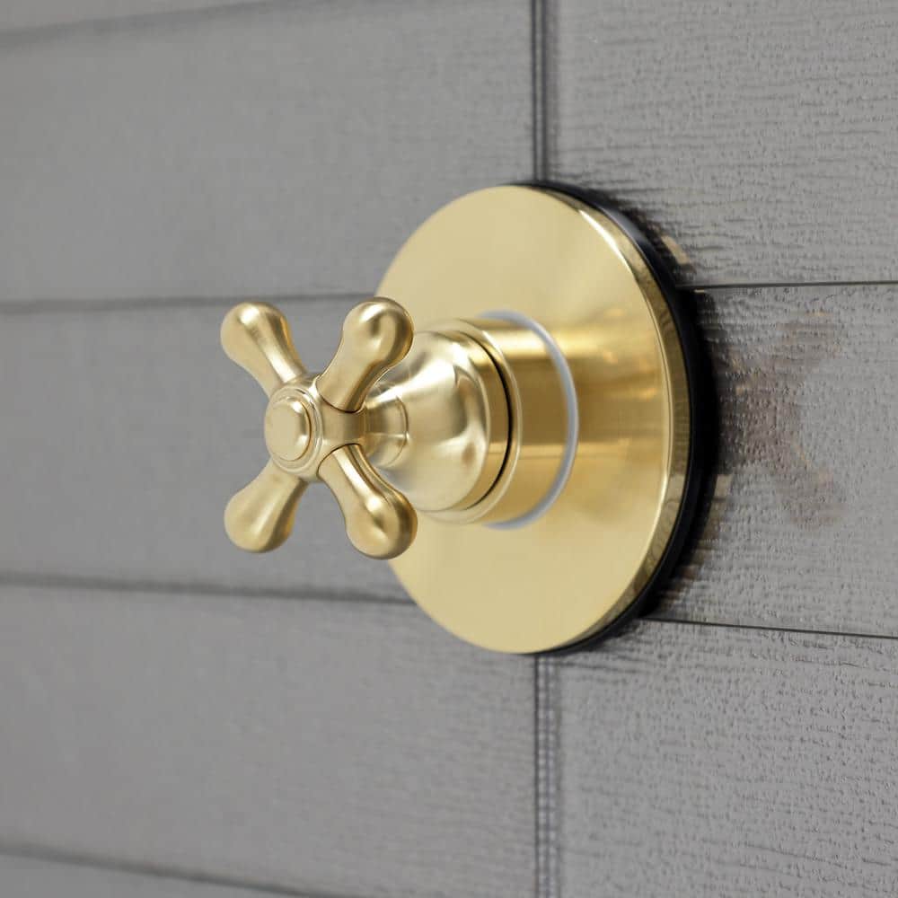 Kingston Brass Single-Handle 1-Hole Wall Mount Three-Way Diverter Valve with Trim Kit in Brushed Brass (3)