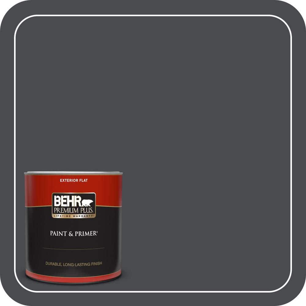 BEHR PREMIUM PLUS 1 qt. #N500-7 Night Club Flat Exterior Paint & Primer