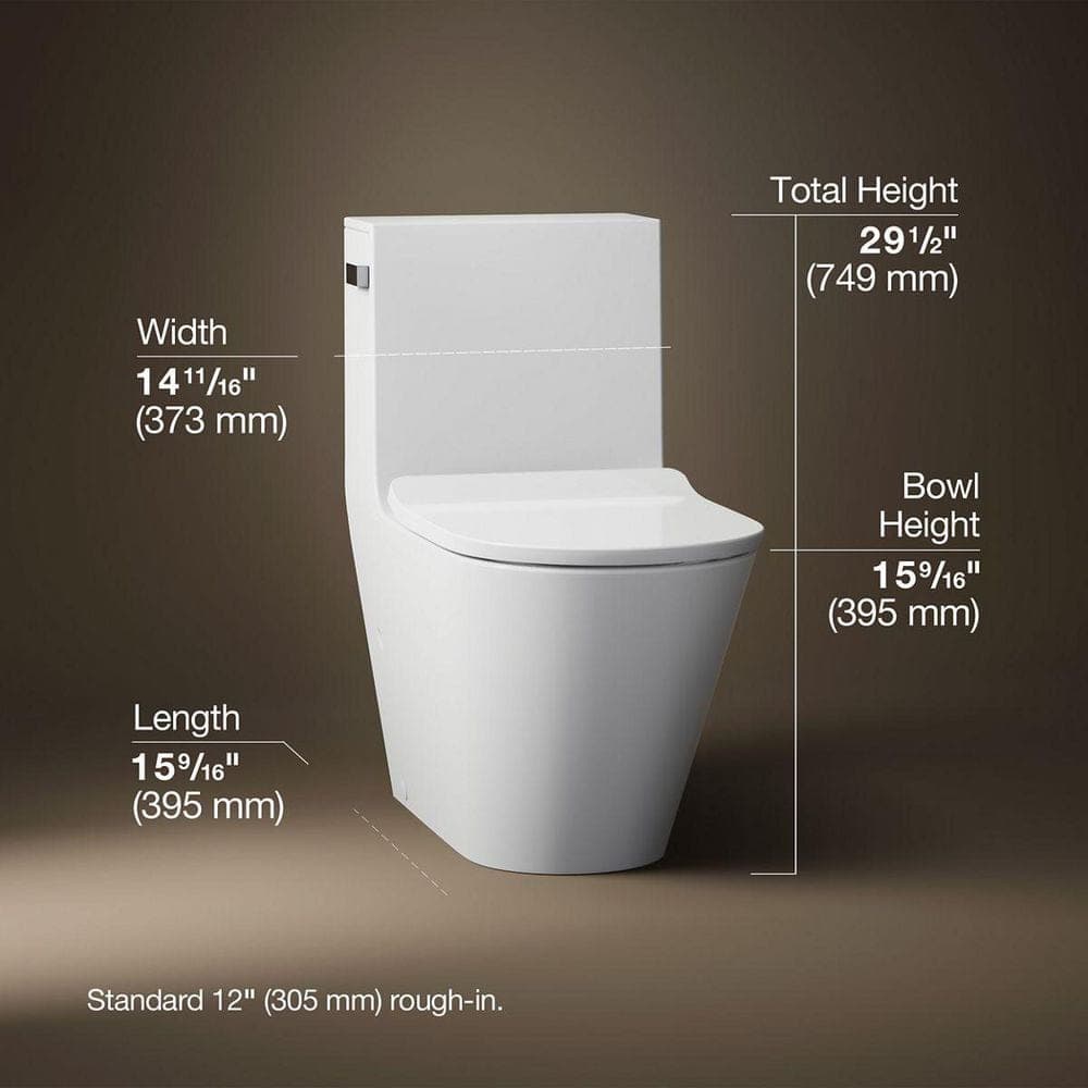 KOHLER Brazn 12 in. Rough In 1-Piece 0.8 GPF Dual Flush Elongated Toilet in White Seat Not Included (2)