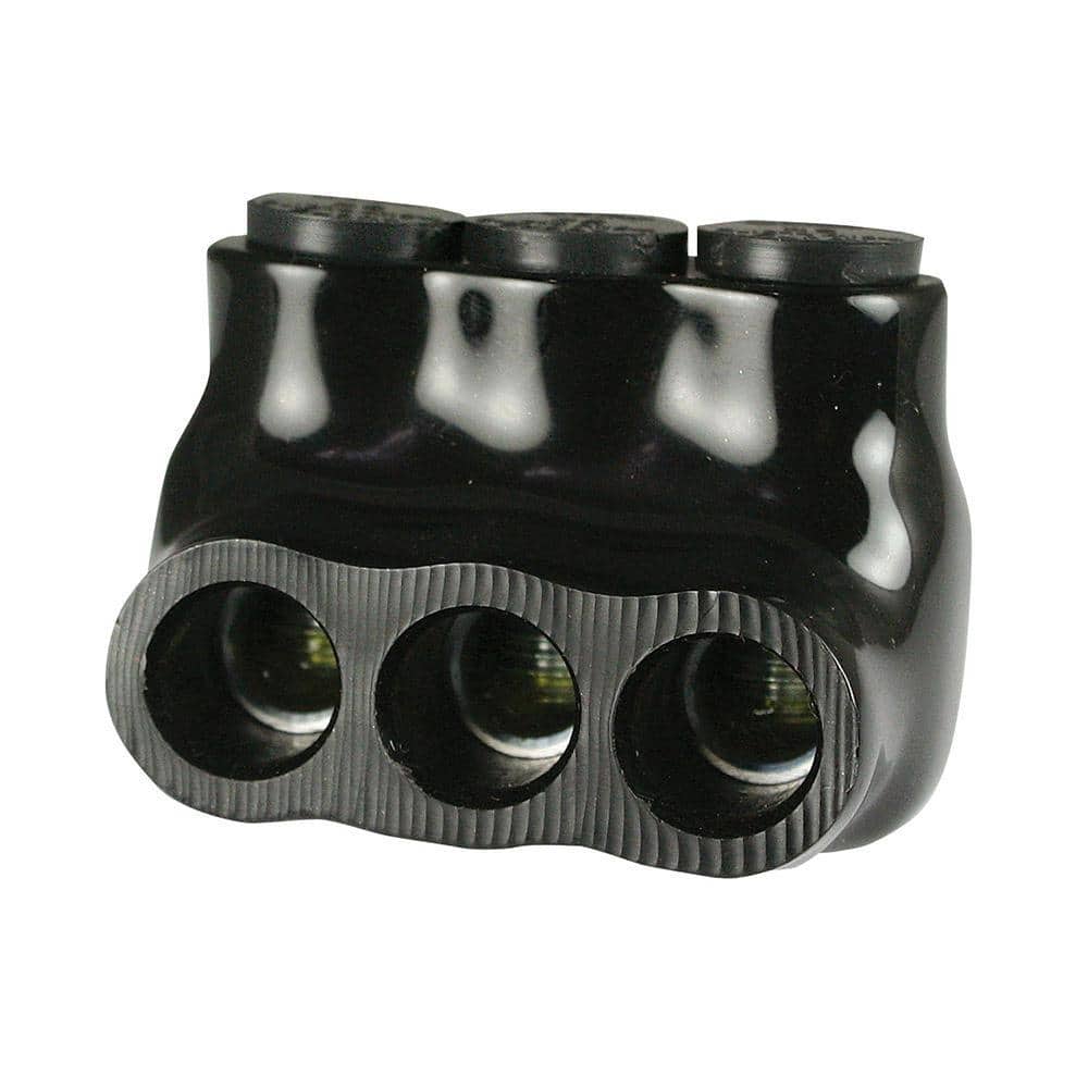 ASI 14-2 AWG 3 Port Multi Tap Connector Insulated Single Side Entry, Black Bagged