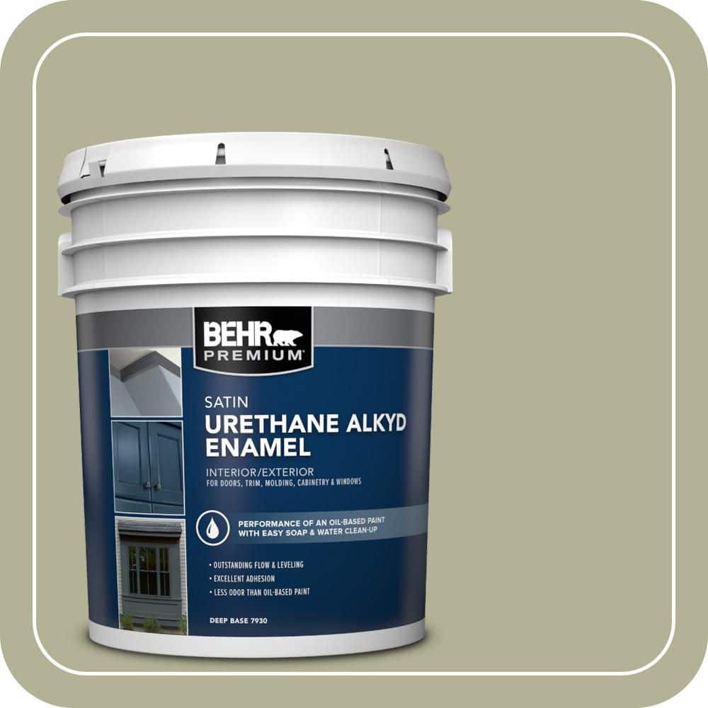 BEHR PREMIUM 5 gal. #PPU9-20 Dill Seed Urethane Alkyd Satin Enamel Interior/Exterior Paint