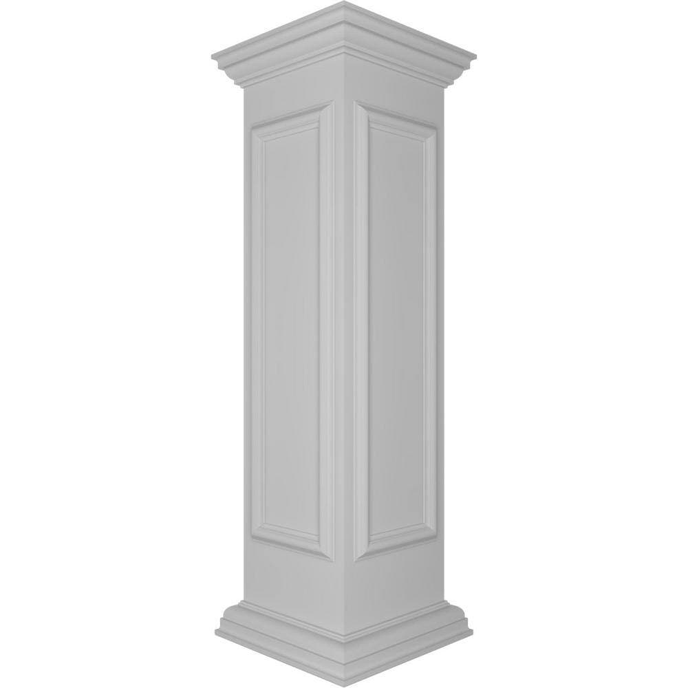 Ekena Millwork End 48 in. x 12 in. White Box Newel Post with Panel, Flat Capital and Base Trim (Installation Kit Included) (2)