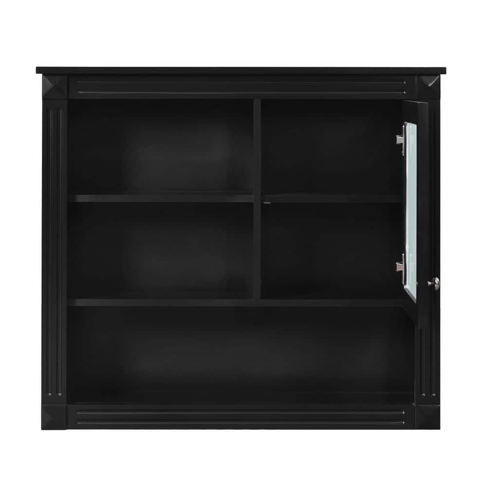 Tahanbath 7.10 in. W x 32 in. D x 27.75 in. H Bathroom Storage Wall Cabinet in Black with Mirror Doors and 5 Shelves (1)