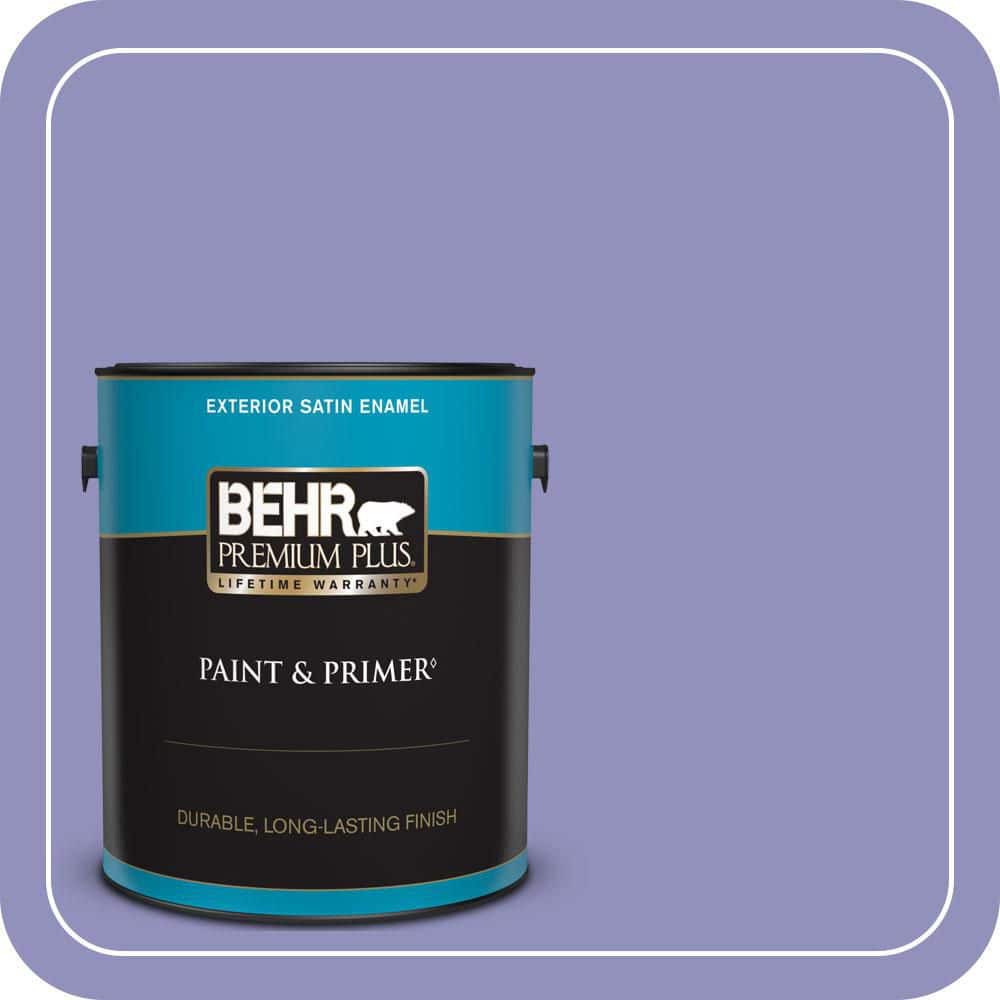 BEHR PREMIUM PLUS 1 gal. #PPU16-05 Lily of the Nile Satin Enamel Exterior Paint & Primer