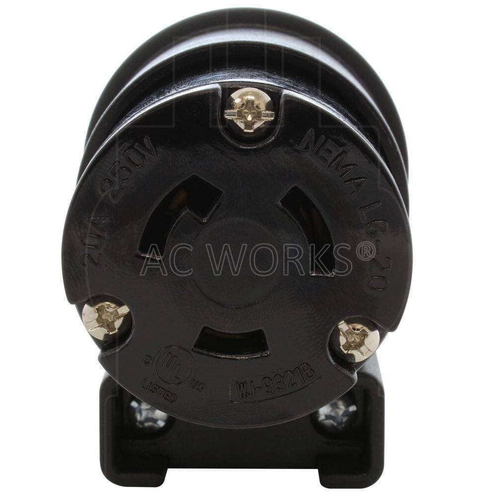 AC WORKS NEMA L6-20R 20 Amp 250-Volt 3-Prong Elbow Locking Female Connector With UL, C-UL Approval (3)