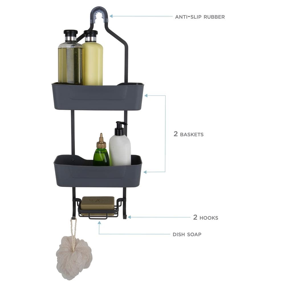 Bath Bliss Aluminum Shower Caddy in Grey (2)