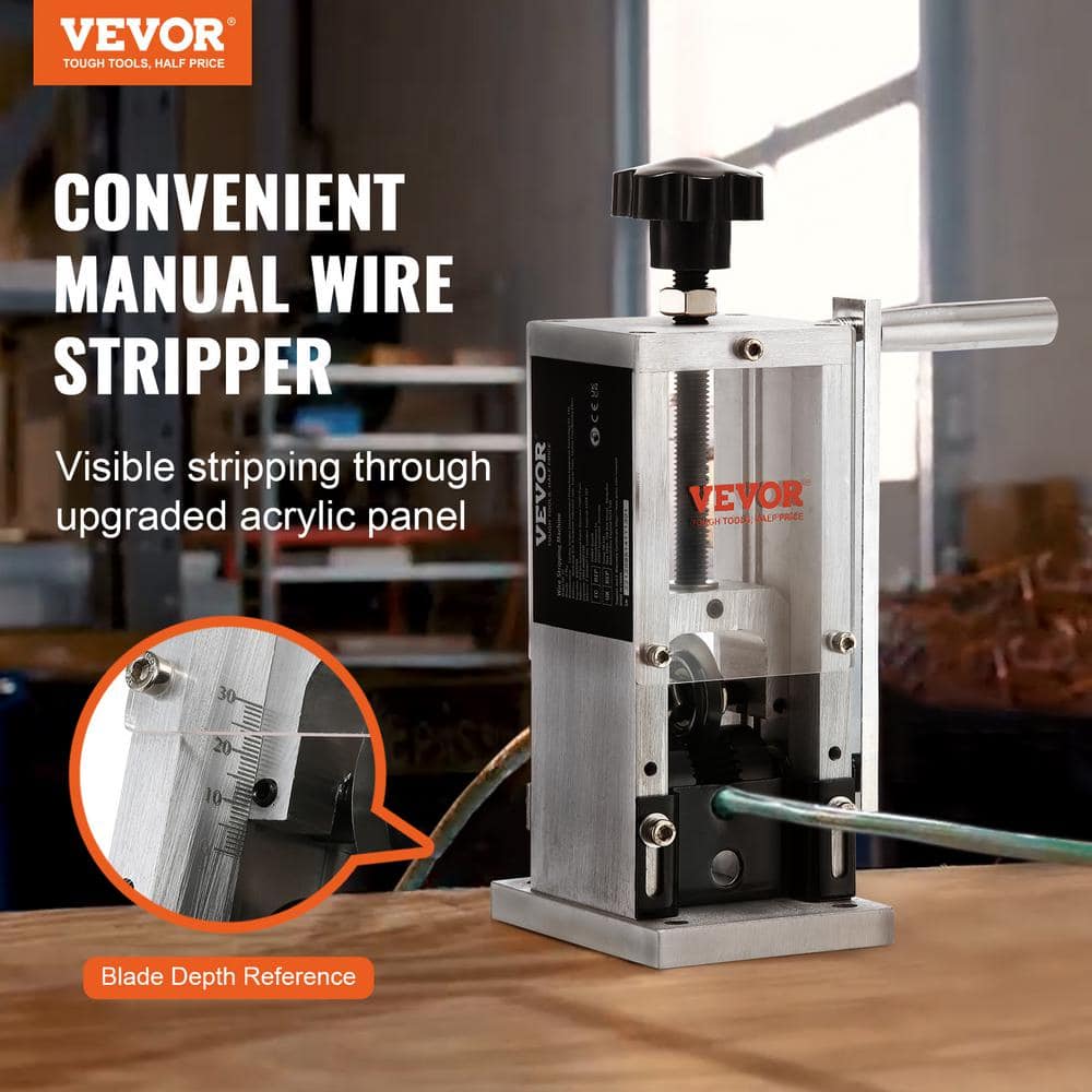 VEVOR Manual Wire Stripping Machine 0.06in. to 0.98in. Portable Copper Peeler with Hand Crank Drill for Scrap Copper Recycling (2)