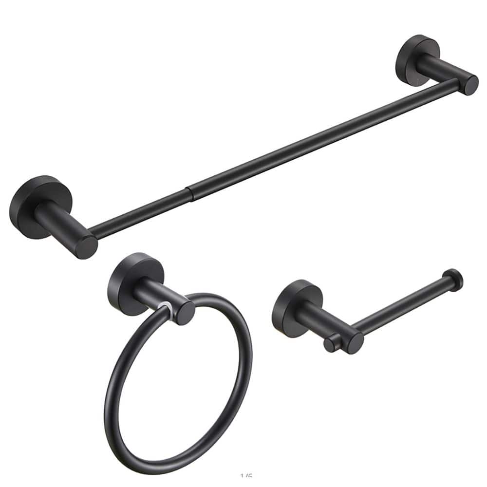Unbranded 16-27 in. Adjustable Wall Mounted Thicken Space Aluminum 3-Pieces Towel Bar