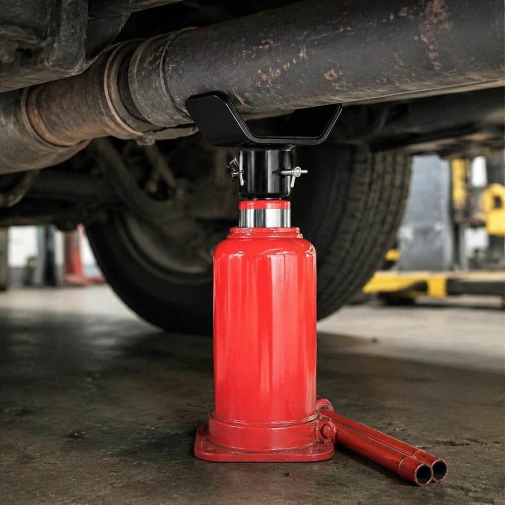 Unbranded Adjustable Bottle Jack Adapter Triple Lock Steel Saddle for 2 Ton to 12 Ton Jacks RV Truck Trailer (2)