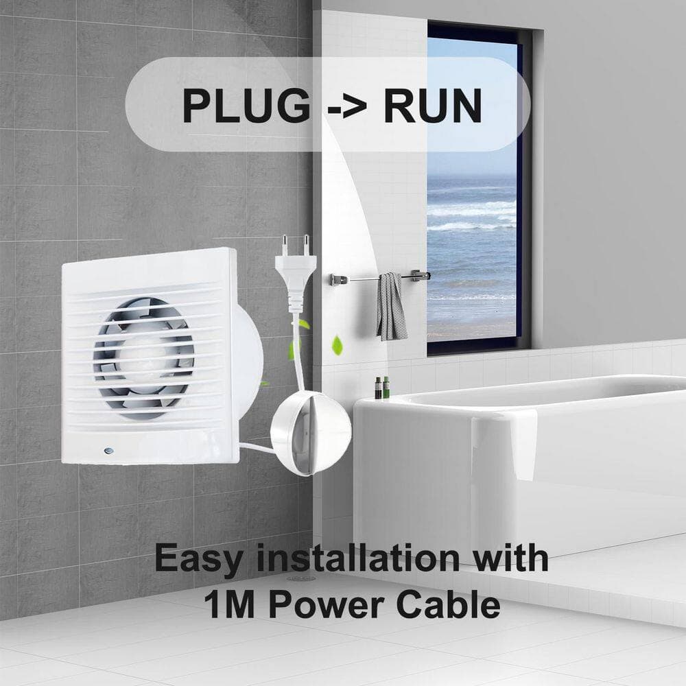 Wudkey 1-Piece Bathroom Accessory Set in White, 4 in. Wall Mount Bathroom Exhaust Fan, Plug in Wall Exhaust Fan (3)