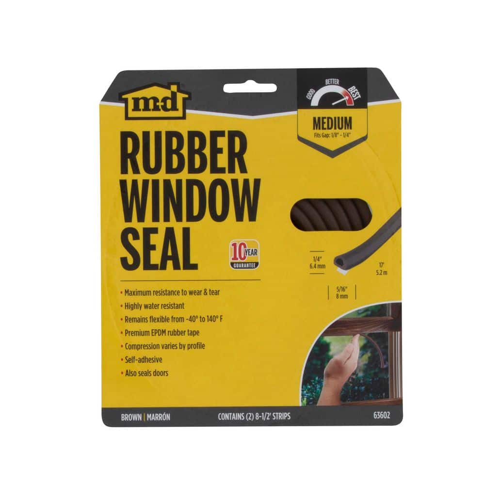 M-D Building Products 1/4 in. x 5/16 in. x 17 in. Brown Premium Rubber Window Seal for Medium Gaps (4)