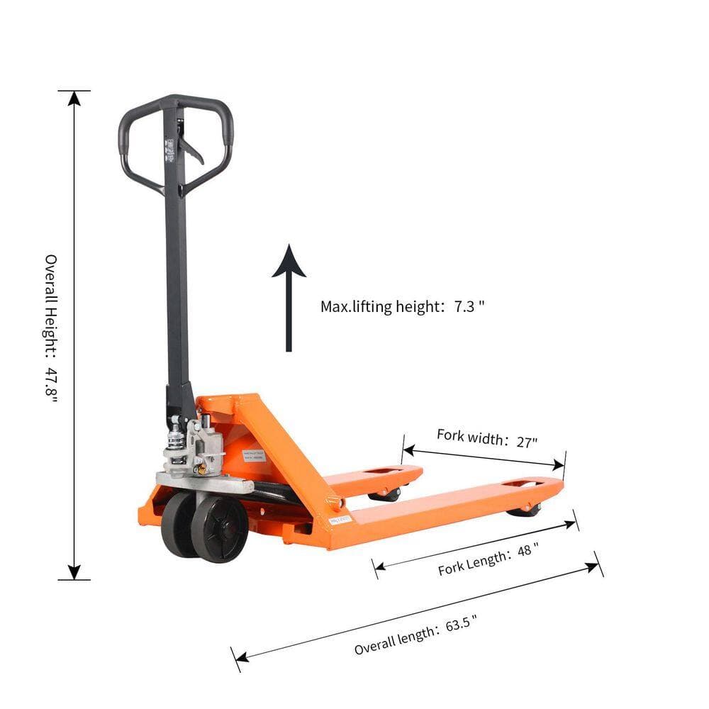 TORY CARRIER (2-Pack) Hand Pallet Jack 6,600 lbs. Hydraulic Manual Pallet Truck with 48 x 27 in. Fork Orange (3)