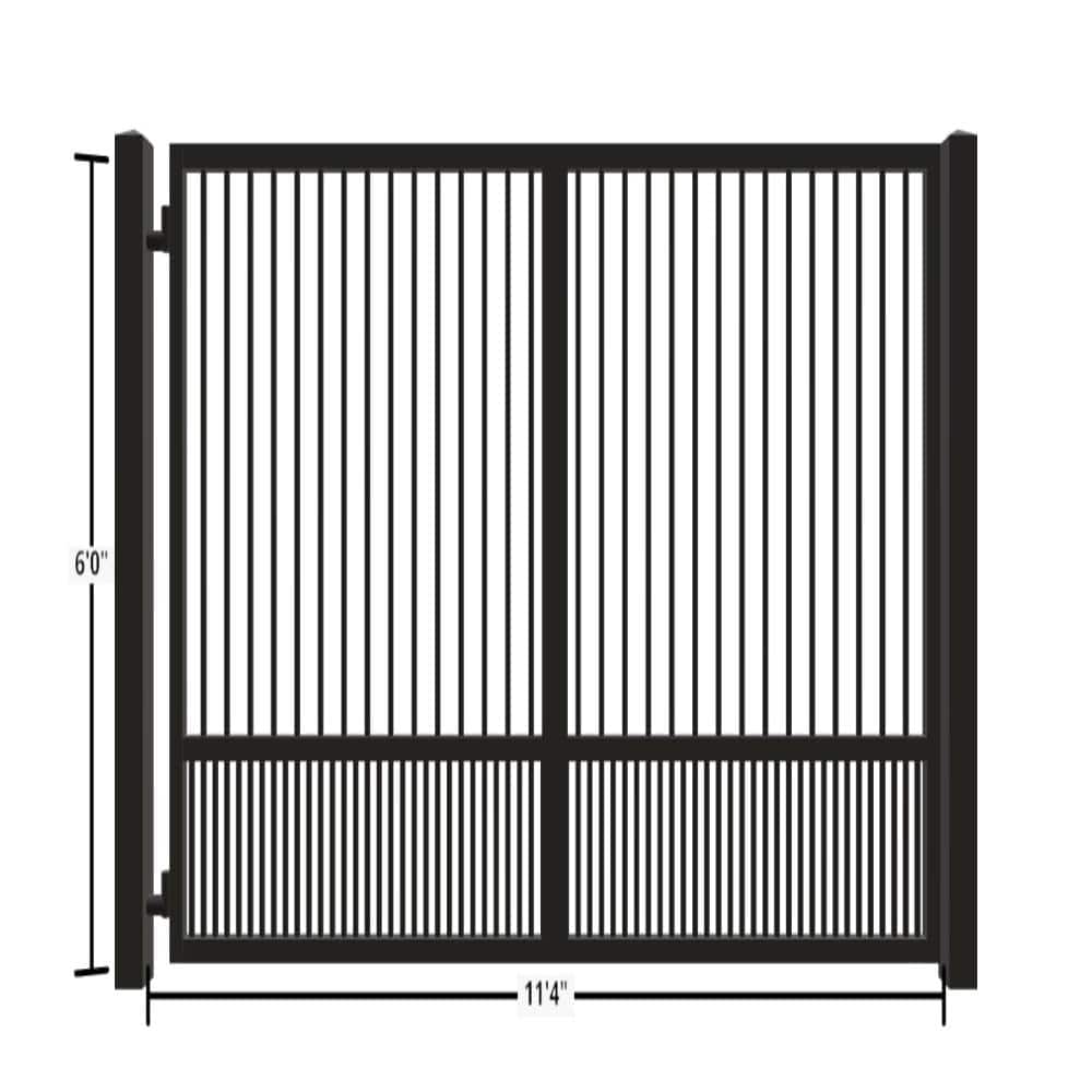Unbranded Driveway Gate — Swing, Side, Square, Puppy, Black — 136"W x 72"H (1)