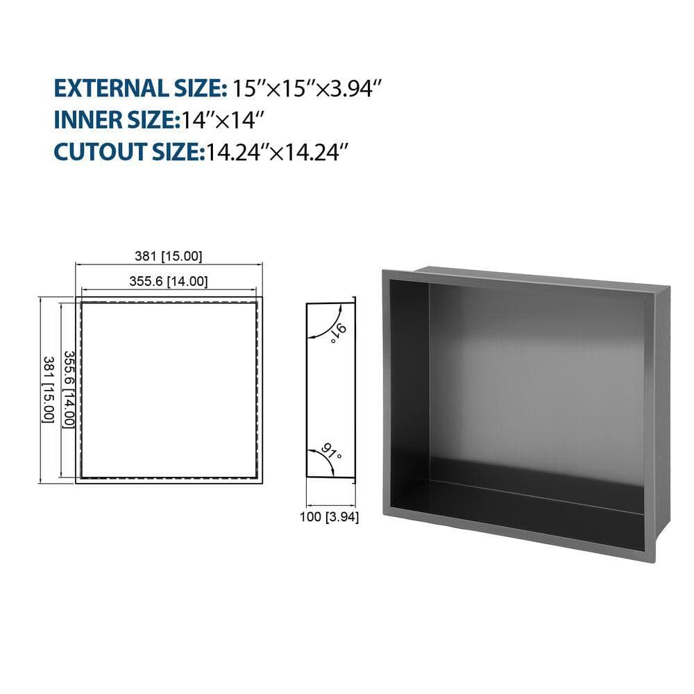 cadeninc 13 in. W x 15 in. H x 3.94 in. D Stainless Steel Shower Niche in Brushed Nickel (2)