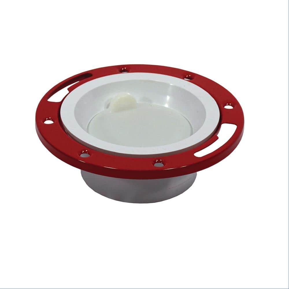 JONES STEPHENS 7 in. O.D. PVC Closet (Toilet) Flange with Metal Ring and Knockout, Fits Over 3 in. or Inside 4 in. Sch. 40 DWV Pipe