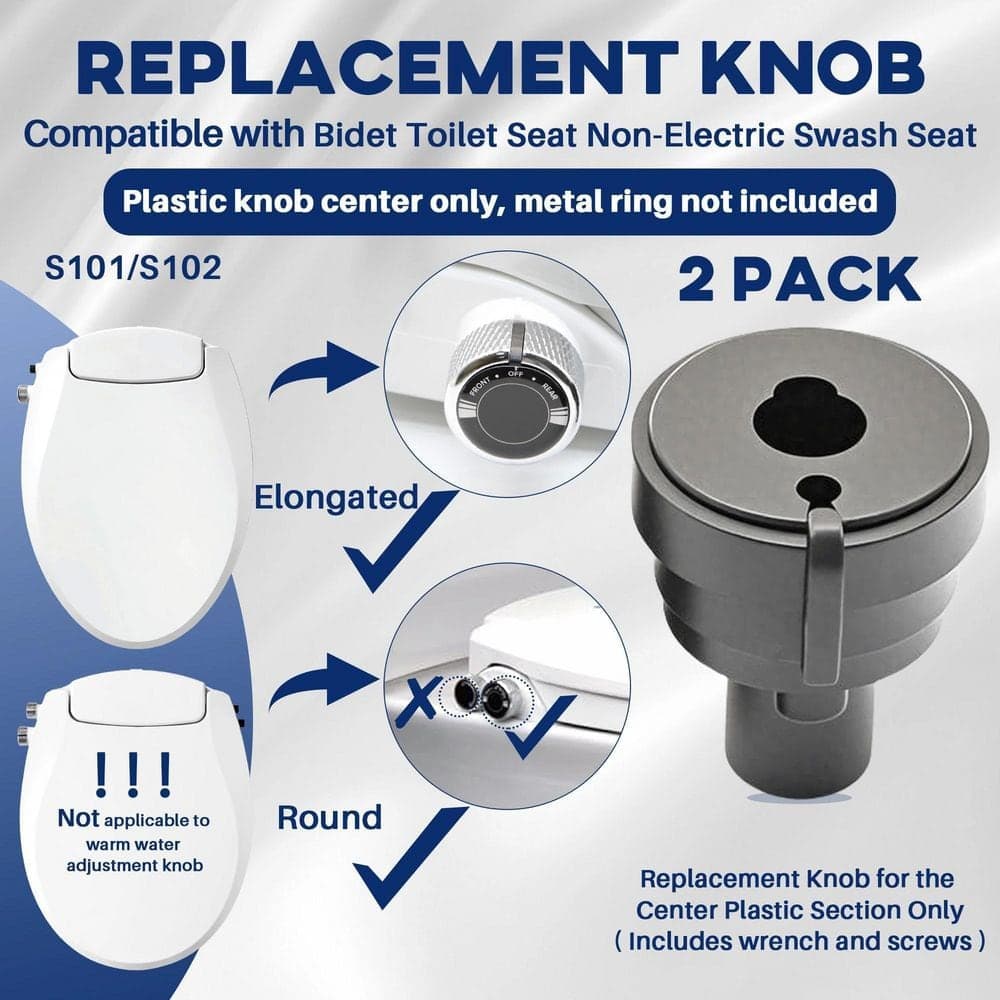 Anqtovp 2 Pack Replacement Knob Bidet Attachment with Screws and Spanner for Non-Electric Swash Toilet Seat ABS Plastic (2)