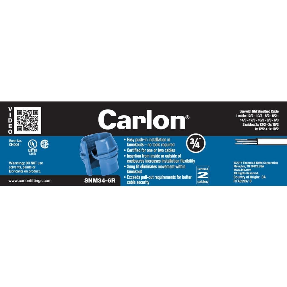 Carlon 3/4 in. Standard Fitting Non-Metallic Snap-In Fitting (40-Pack) (SNM34-6R) (2)
