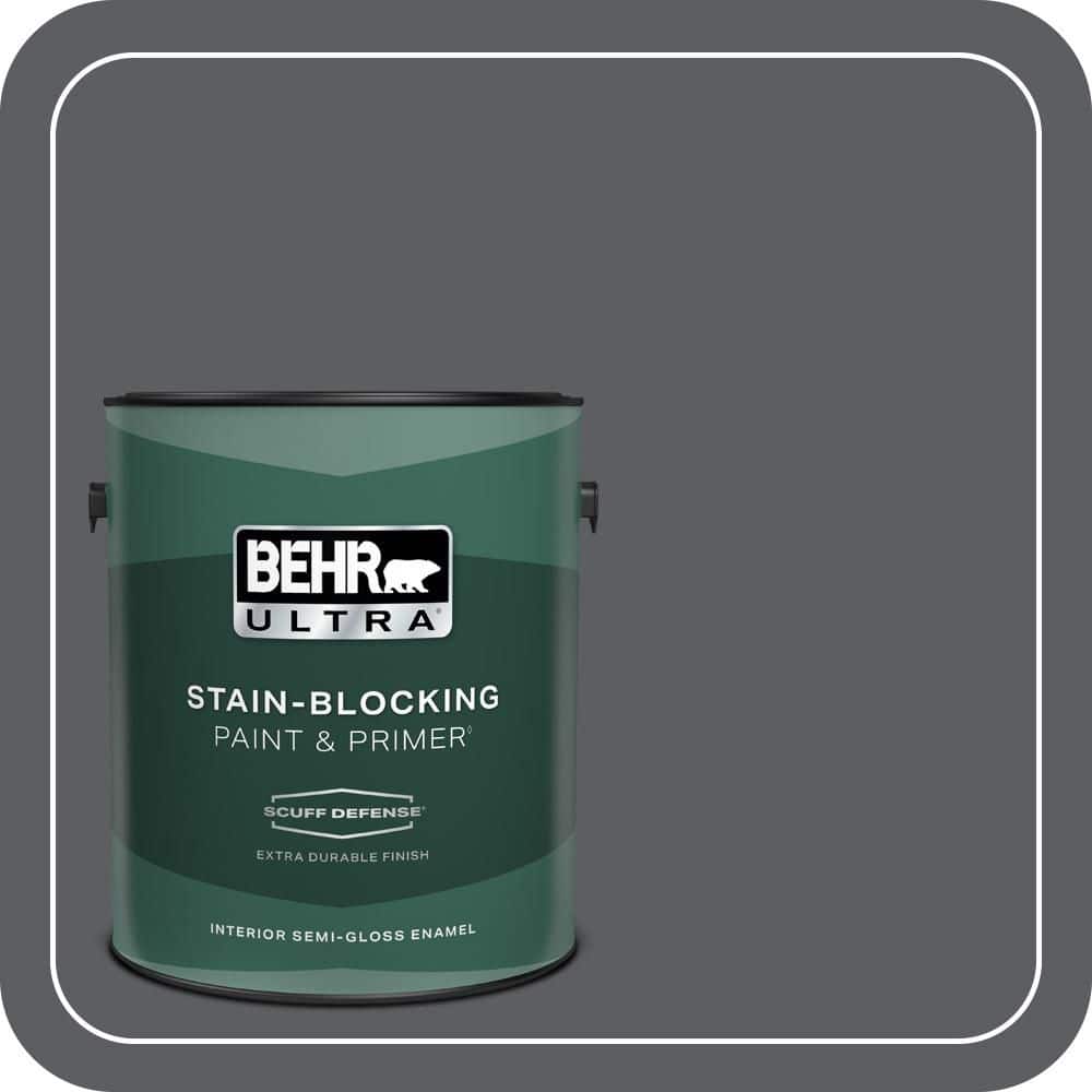 BEHR ULTRA 1 gal. #N500-6 Graphic Charcoal Extra Durable Semi-Gloss Enamel Interior Paint & Primer