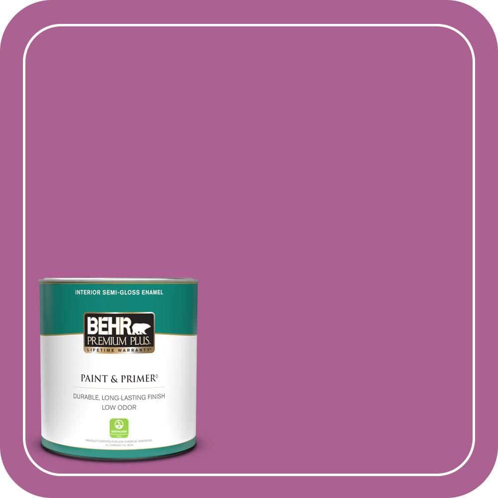 BEHR PREMIUM PLUS 1 qt. #680B-6 Exotic Bloom Semi-Gloss Enamel Low Odor Interior Paint & Primer