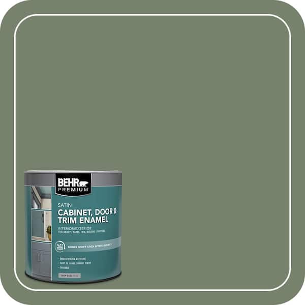 BEHR PREMIUM 1 qt. #MQ6-16 Gazebo Green Satin Enamel Interior/Exterior Cabinet, Door & Trim Paint (2)