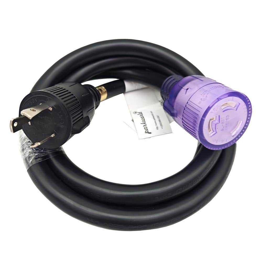 parkworld 6 ft. 10/3 30 Amp 250-Volt Locking 3-Prong Indoor/Outdoor NEMA L6-30 Extension Cord with Lighted End, Black, UL Listed (2)