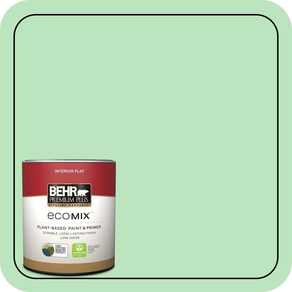 BEHR PREMIUM PLUS 1 qt. #P390-3 Mint Parfait Flat EcoMix Plant-Based Interior Paint & Primer (1)