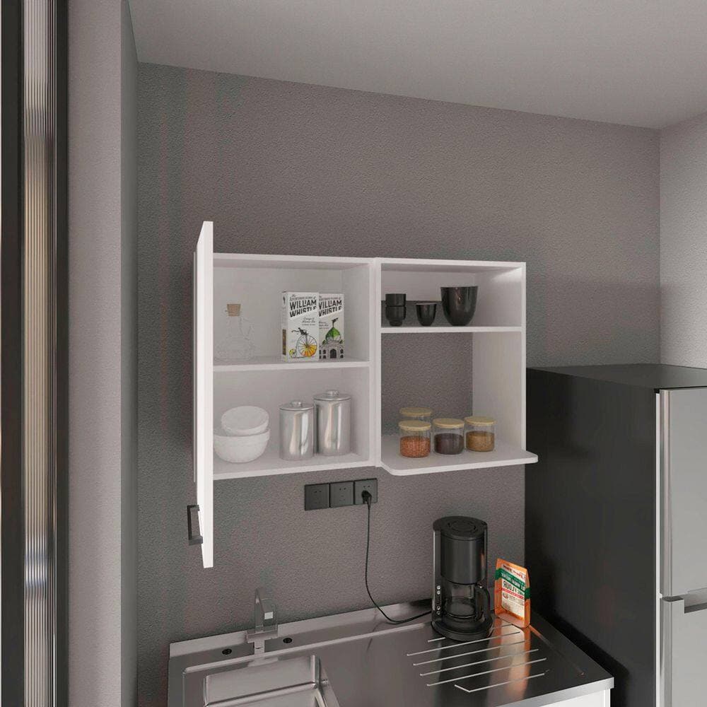 Tahanbath 15.70 in. W x 40 in. D x 23.60 in. H Bathroom Storage Wall Cabinet in White with 4 Shelves and Door (2)