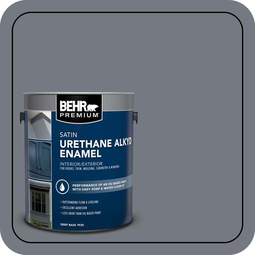 BEHR PREMIUM 1 gal. #N510-5 Liquid Mercury color Urethane Alkyd Satin Enamel Interior/Exterior Paint (1)