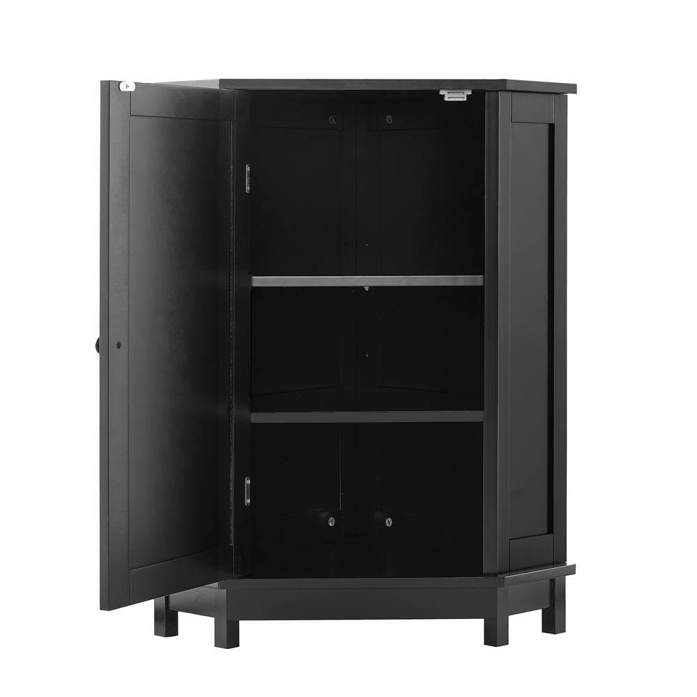 Tileon 24.8 in. W x 17.5 in. D x 31.4 in. H Black Linen Cabinet, Bathroom Storage Cabinet with Adjustable Shelf in Black (3)