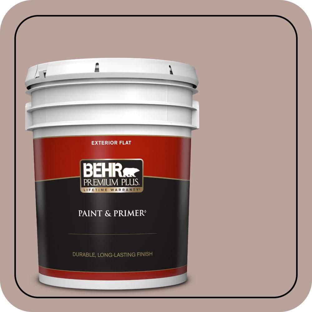 BEHR PREMIUM PLUS 5 gal. #N150-3 Cocoa Craving Flat Exterior Paint & Primer