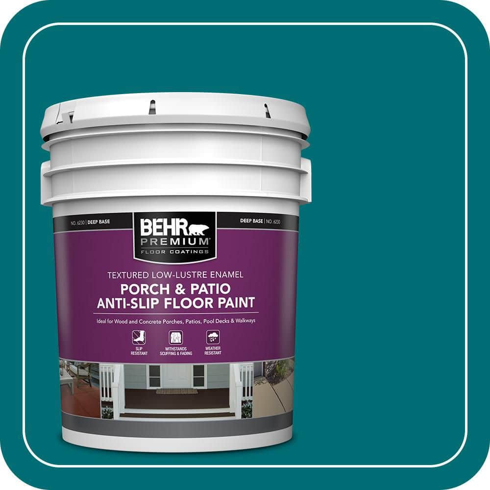 BEHR PREMIUM 5 gal. #MQ6-35 Teal Motif Textured Low-Lustre Enamel Interior/Exterior Porch and Patio Anti-Slip Floor Paint