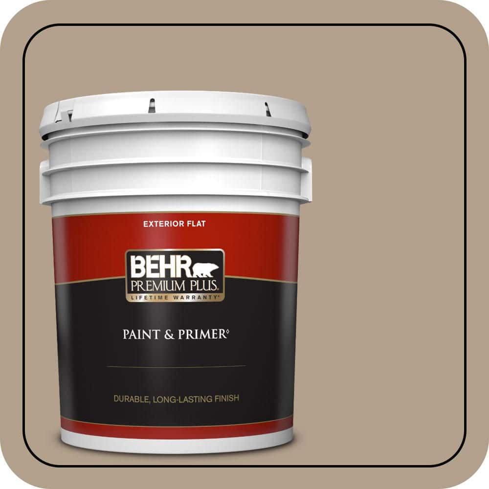 BEHR PREMIUM PLUS 5 gal. #PWL-85 Stepping Stones Flat Exterior Paint & Primer