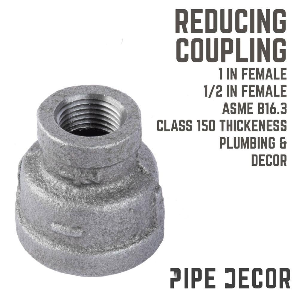 PIPE DECOR 1 in. 1/2 in. Black Iron Reducing Coupling (4)