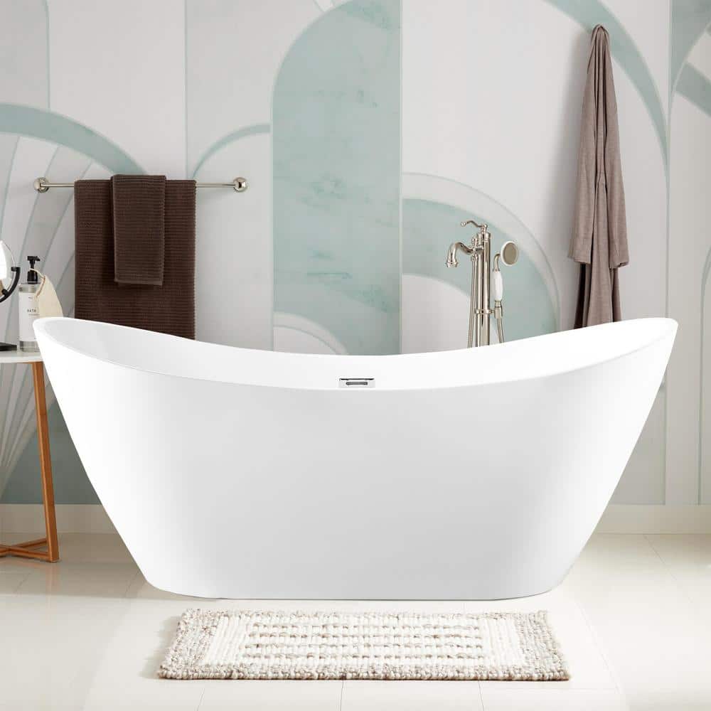 Vanity Art Reims 71 in. Acrylic Flatbottom Center Bathtub in White (2)