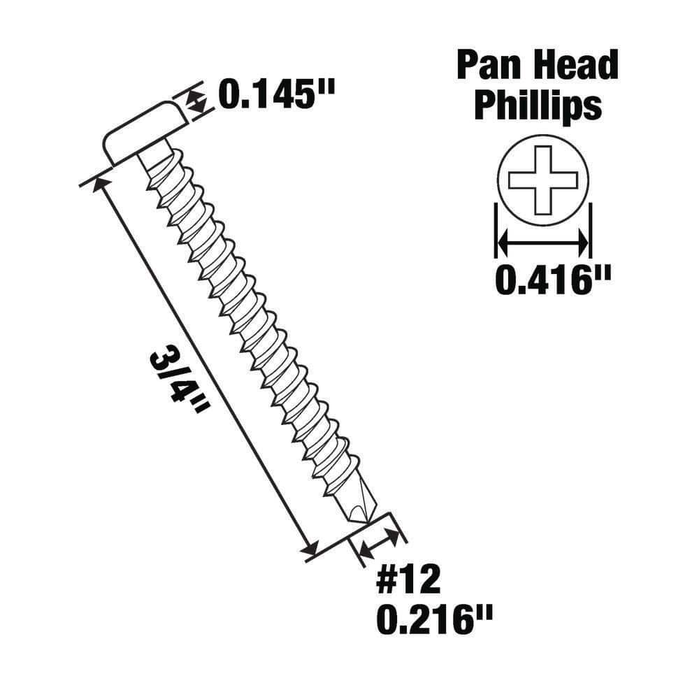Everbilt #12 x 3/4 in. Phillips Pan Head Zinc Plated Sheet Metal Screw (50-Pack) (4)