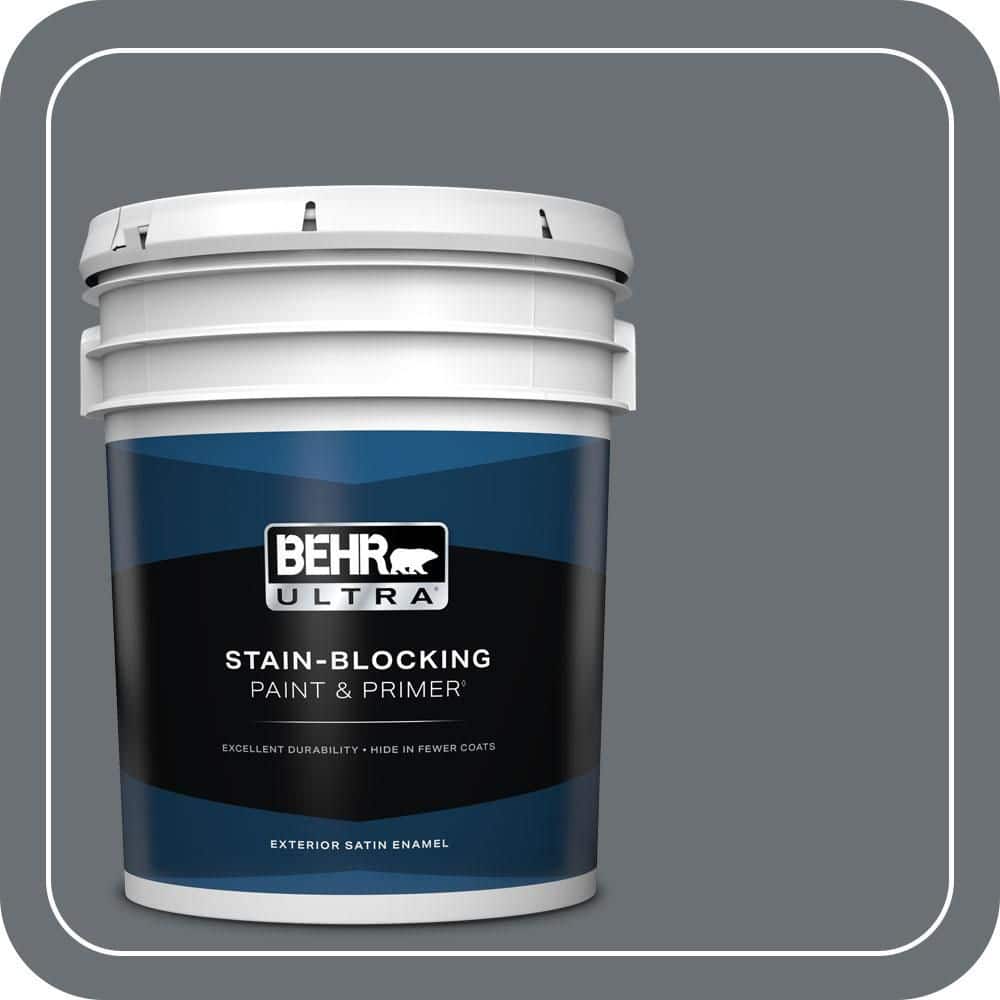 BEHR ULTRA 5 gal. #QE-61 Rich Pewter Satin Enamel Exterior Paint & Primer