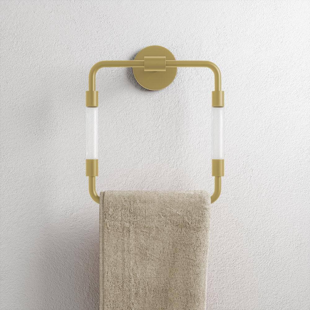Swiss Madison Verre Wall Mounted Towel Ring in Acrylic Brushed Gold (2)