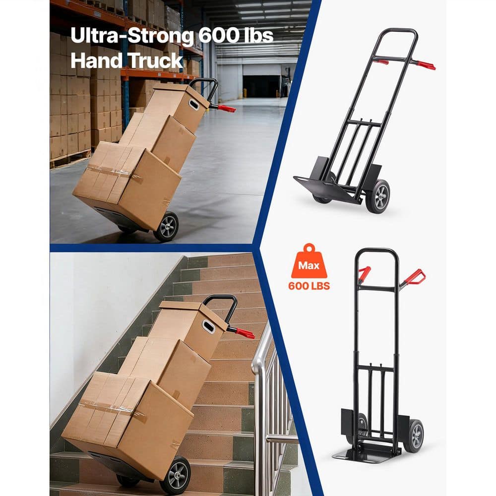 VEVOR Hand Truck, 600 lbs. Load Capacity, Heavy-Duty Hand Truck Dolly w/ Wheels and Telescoping Handle, Portable Trolley Dolly (2)