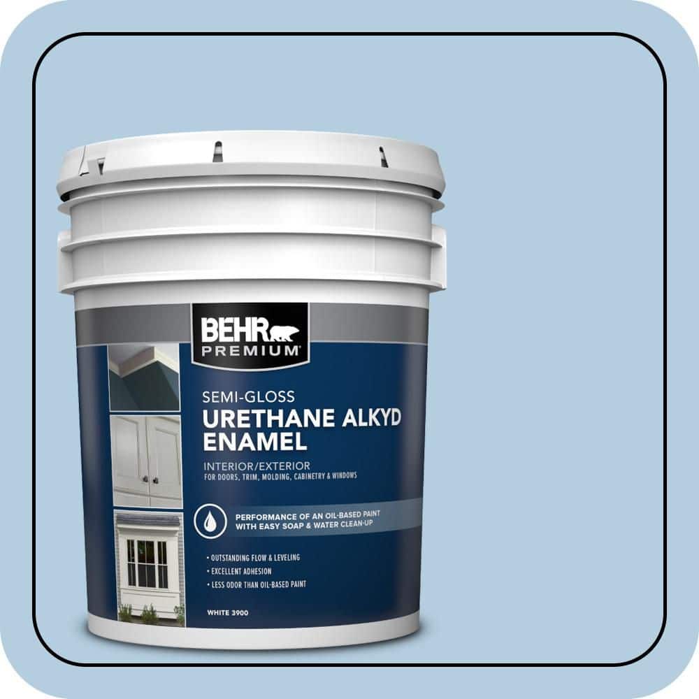 BEHR PREMIUM 5 gal. #PPU14-14 Crystal Waters Urethane Alkyd Semi-Gloss Enamel Interior/Exterior Paint