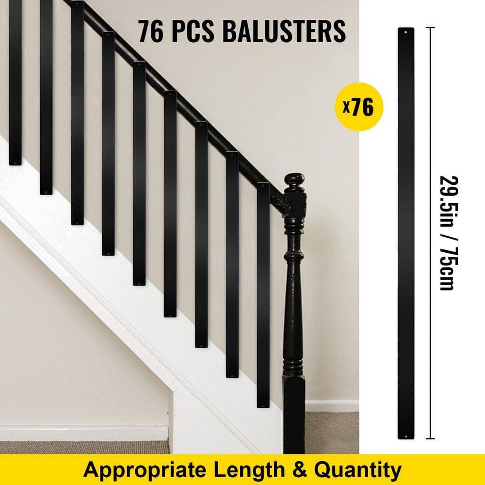 SKYSHALO 29.5 in .x 1 in. Staircase Deck Balusters with Screws, Aluminum Alloy Deck Railing for Porch,76 Pack Metal Deck Spindles (3)