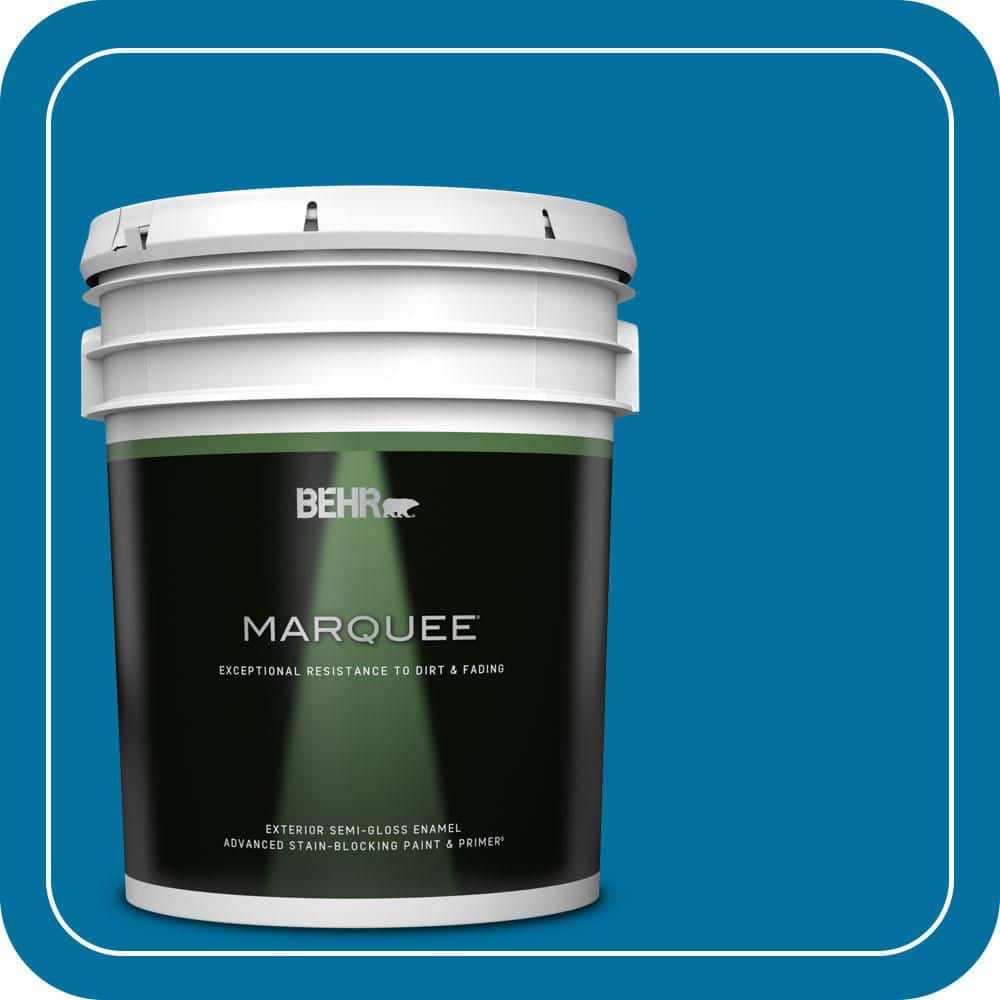 BEHR MARQUEE 5 gal. #550B-7 Blue Ocean Semi-Gloss Enamel Exterior Paint & Primer