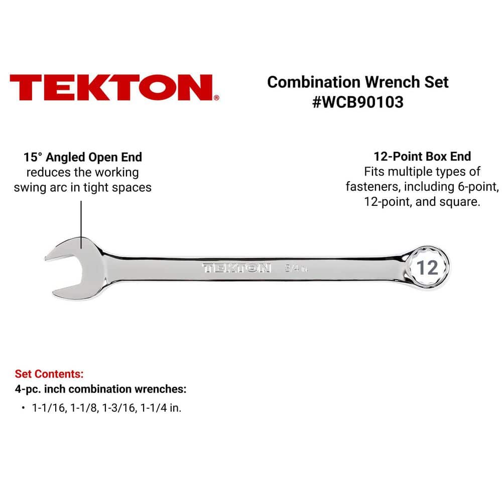 TEKTON 1-1/16 in. - 1-1/4 in. Combination Wrench Set (4-Piece) (2)