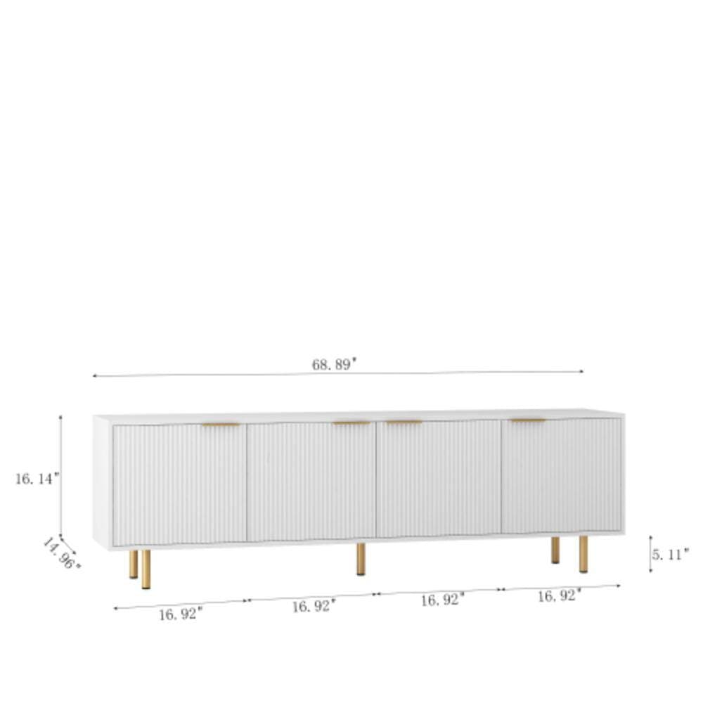 Unbranded 68.89 in. W x 14.96 in. D x 21.25 in. H Bathroom White Linen Cabinet (2)