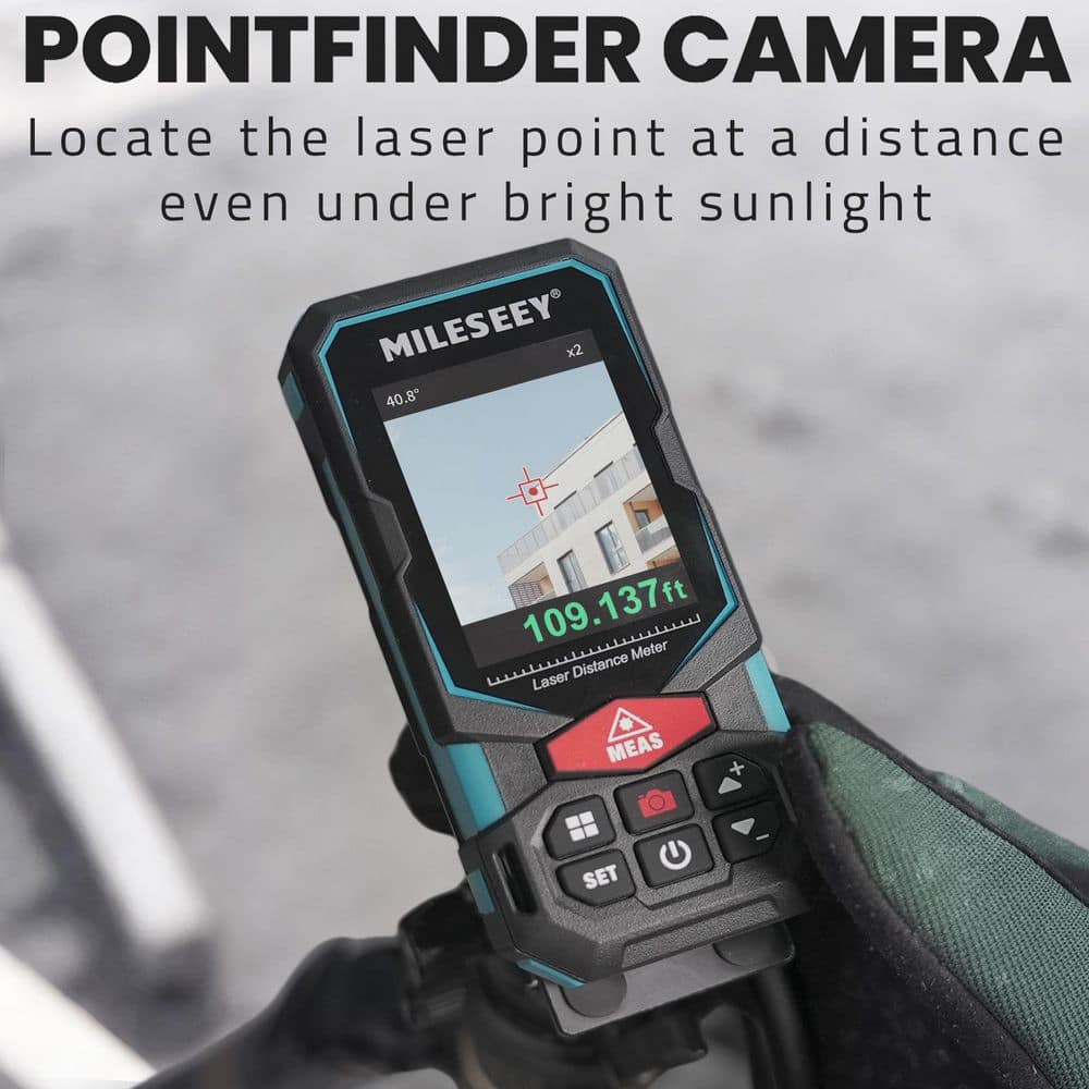 MILESEEY 330 ft. Outdoor Laser Distance Measuring Tool with Camera Viewfinder, P2P Technology, Tilt Sensor, App Connectivity (2)
